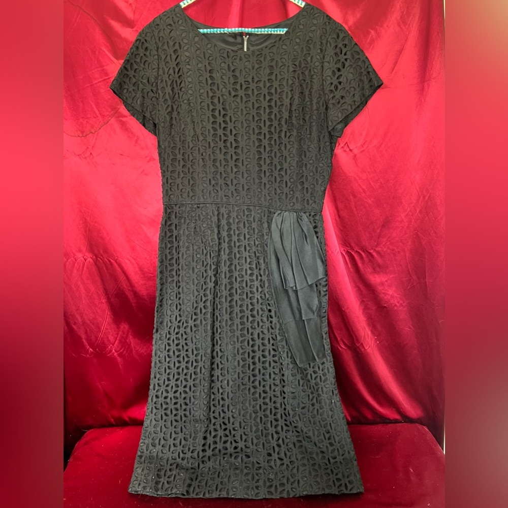 Vintage Black Lace Overlay A-Line Dress